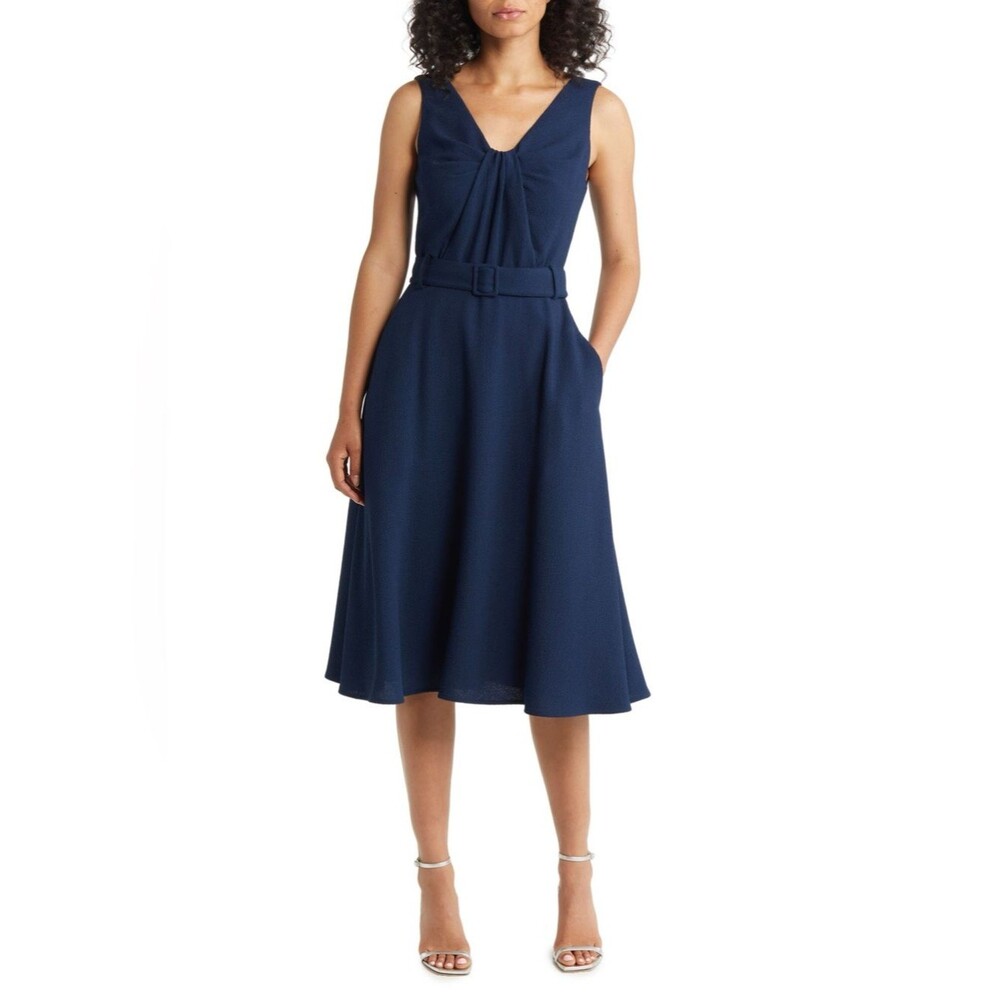 Black Halo Vieata Fit & Flare Midi Dress in Navy 12